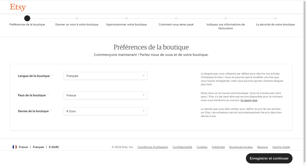 configuration compte etsy